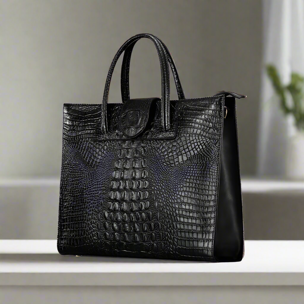 Evelyn Messenger Crocodile Tote