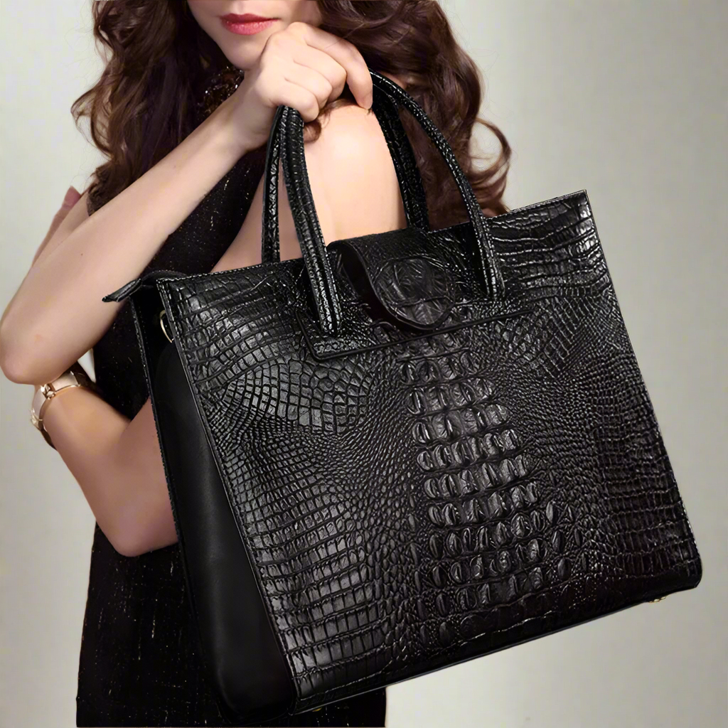 Evelyn Messenger Crocodile Tote