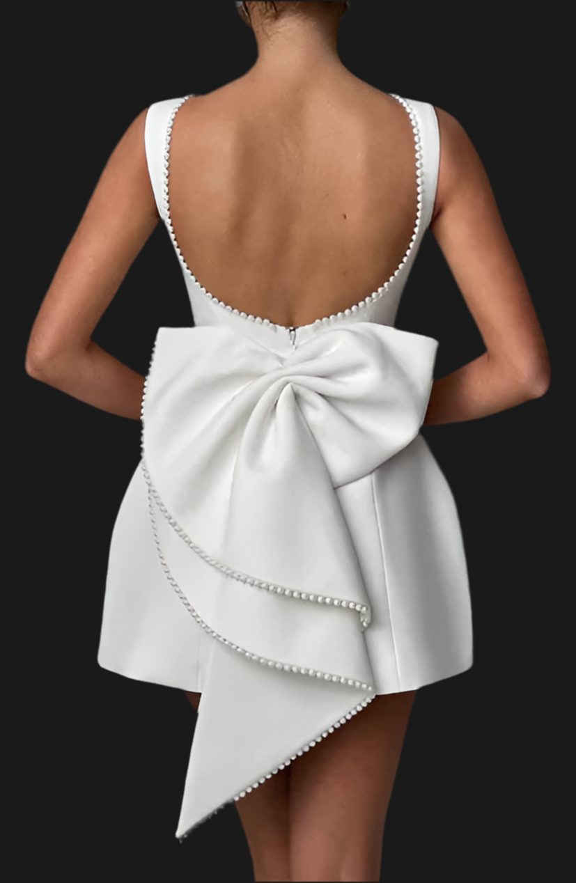 Pearl Bow Mini Dress