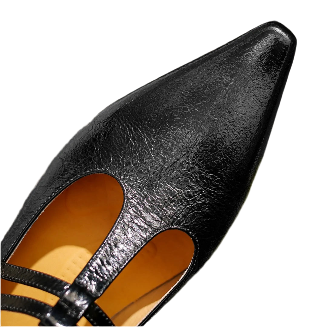 Berlin T-Strap Leather Ballet Flats