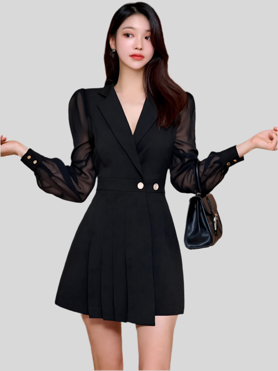 Pleated Blazer Dress