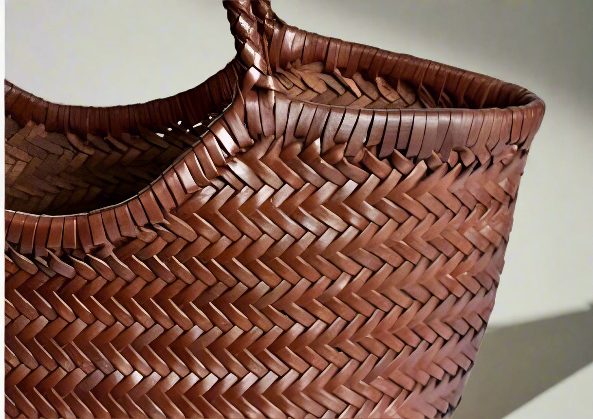 Esme Woven Leather Basket Tote